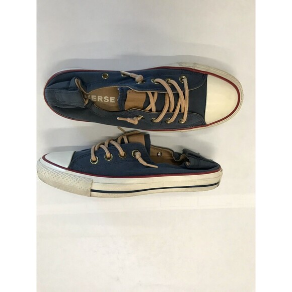 Converse Shoreline Navy Blue Slip On Sneakers w/ Elastic Back & Leather Laces 7 - Picture 3 of 13